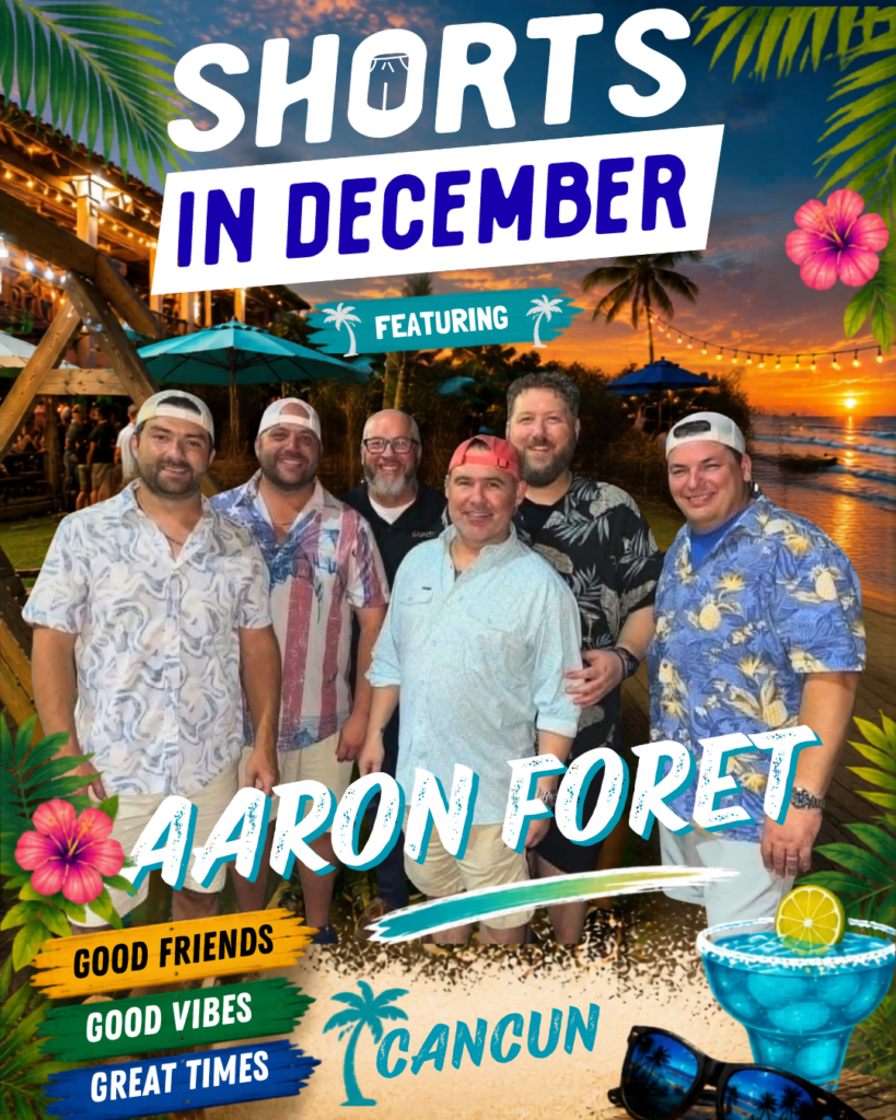 Shorts in December Cancun featured artist graphic.