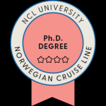 Travel industry certification badge.