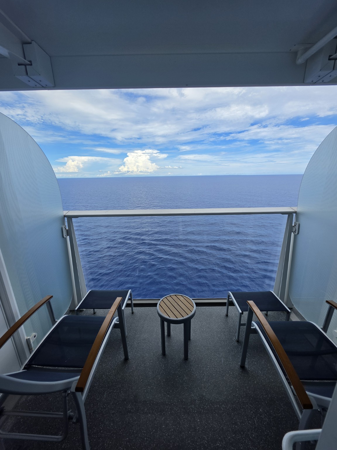 Private ocean-view balcony on Wonder of the Seas.